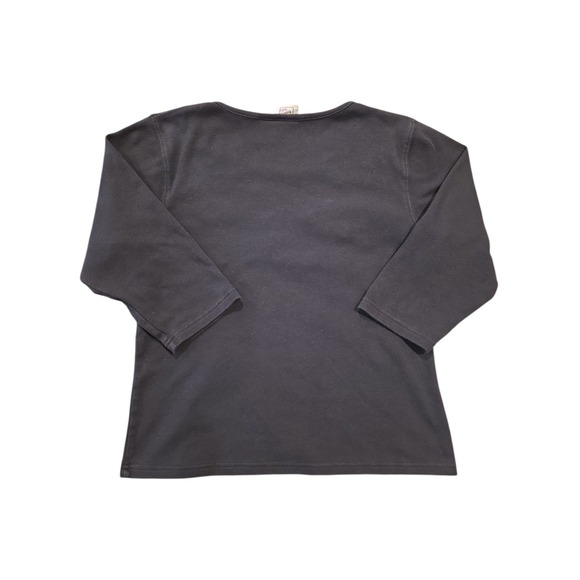 PB&J Top Small Black Embroidered Cardinals Fall Leaves 3/4 Sleeve Cotton - Picture 8 of 9